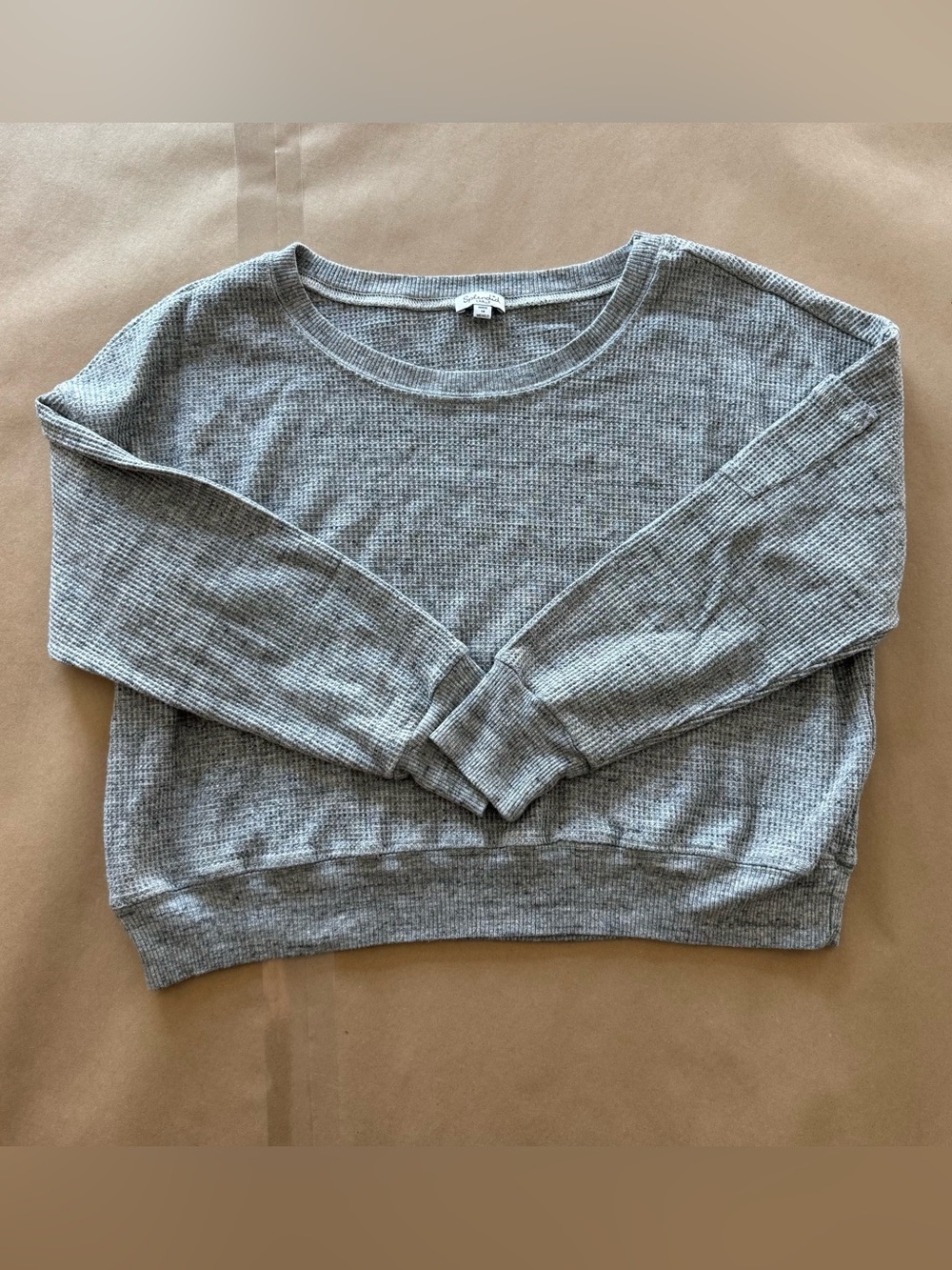 Splendid Gray Waffle Knit LS Top